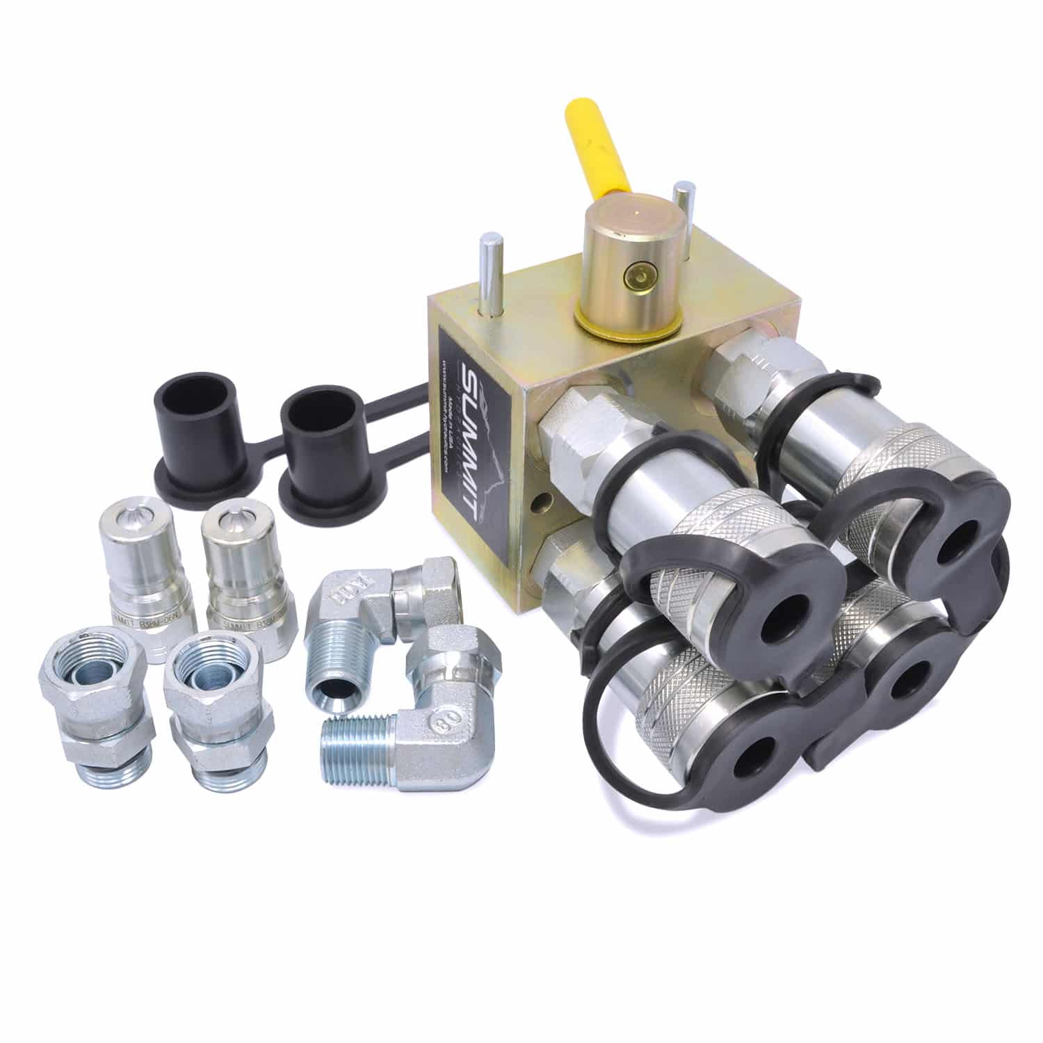 Manual Hydraulic Multiplier Diverter Valve Kit w/ 3/8" ISO B Couplers & Fittings
