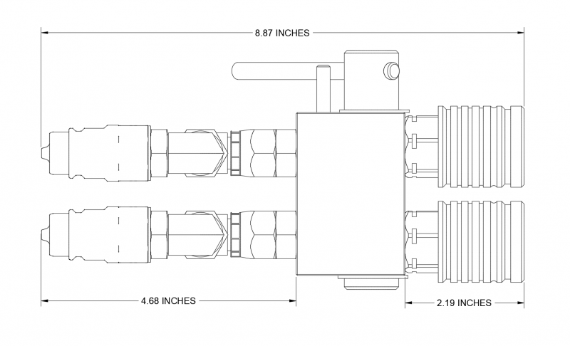 Vista lateral de HM1-08-CF2 Diagrama CAD