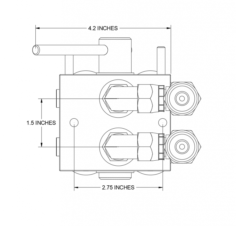 Vista frontal de HM1-08-CF2 Diagrama CAD