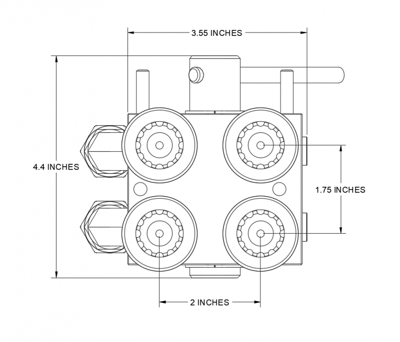 Vista posterior del diagrama CAD de HM1-08-CF2