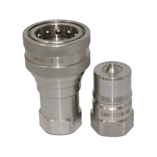 1" NPT ISO 7241-B Stainless Steel Quick Disconnect Hydraulic Coupler Set