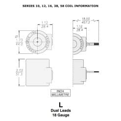 HydraForce 6352012 Solenoid Valve Coil, Wire Leads, 12v DC, 10 Series