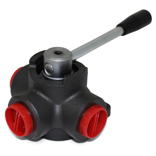 Válvula desviadora hidráulica rotativa, 3 vías, centro cerrado, 32 GPM, conexiones SAE #12 - Imagen 2