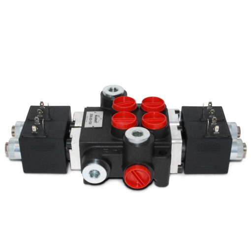 Hydraulic Monoblock Solenoid Control Valve, 2 Spool, 13 GPM, 12V DC