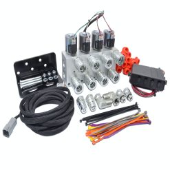 Kit multiplicador hidráulico, válvula selectora de 4 circuitos que incluye acopladores y control de caja de interruptores