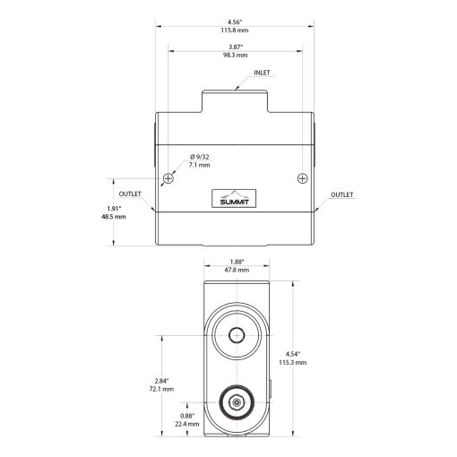 Válvula combinadora divisora de caudal proporcional hidráulica, 2 vías, 50:50, 16 GPM, 1/2" NPT