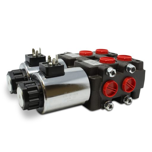 Vista lateral del kit de apilamiento DV90-10S de 3 válvulas instalado