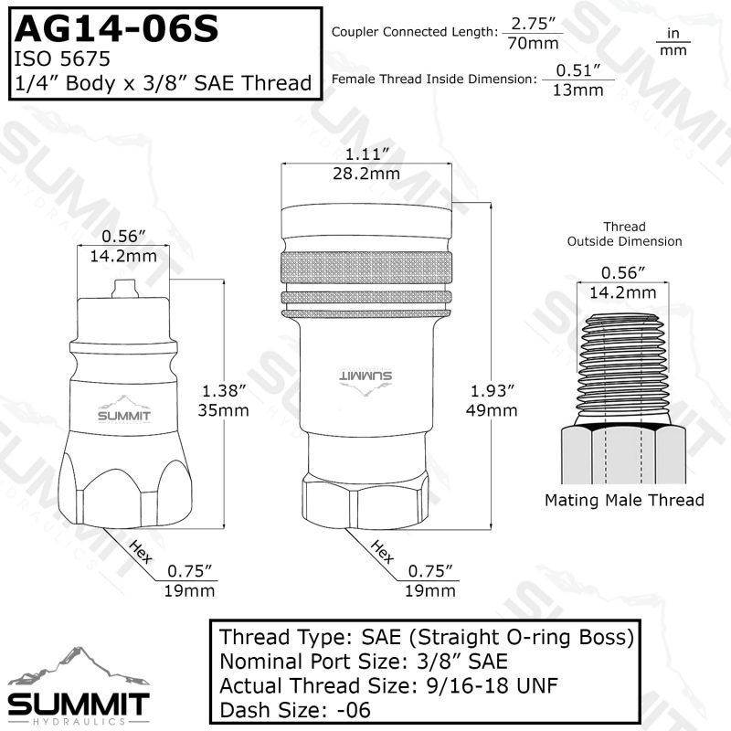 AG 1/4" Cuerpo 3/8" Rosca NPT ISO 5675