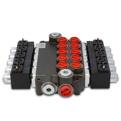 Válvula de control direccional de solenoide monobloque hidráulico, 5 carretes, 21 GPM, 12 V CC