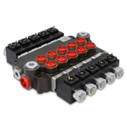 Válvula de control direccional de solenoide monobloque hidráulico, 5 carretes, 21 GPM, 12 V CC