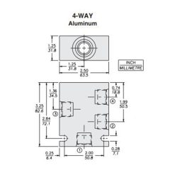 Hydraforce 7024480 Cuerpo de válvula de colector, 4 vías, puertos SAE #8, tamaño 10
