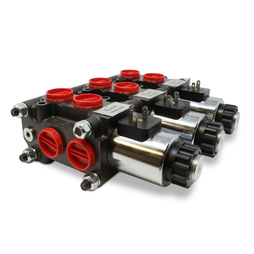 Side view of installed 3 Valve DV50-08S Stacking Kit