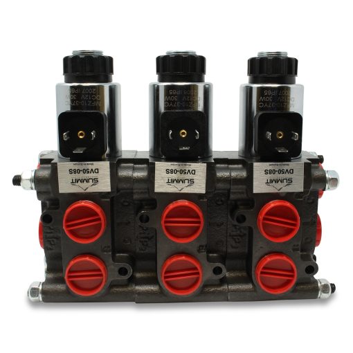 Front view of installed 3 Valve DV50-08S Stacking Kit