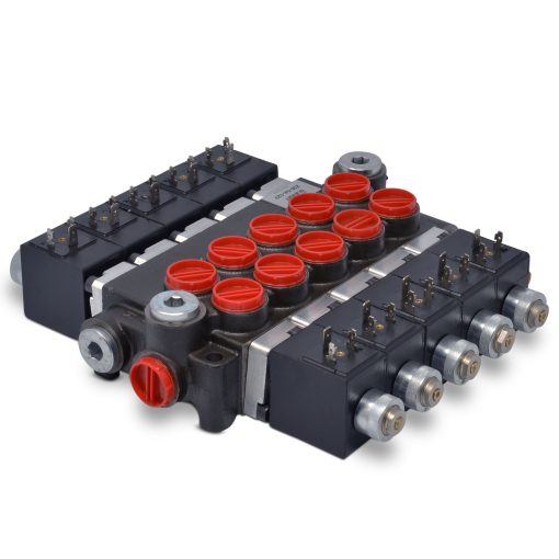 Hydraulic Monoblock Solenoid Directional Control Valve, 5 Spool, 13 GPM, 12V DC
