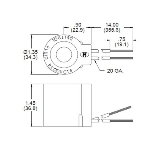 Deltrol 10238-66 Solenoid Coil, Wire Leads, 12v DC, 08 Series - Image 2