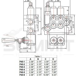 Válvula de control direccional hidráulica monobloque, 2 carretes con retención de flotador simple, 21 GPM