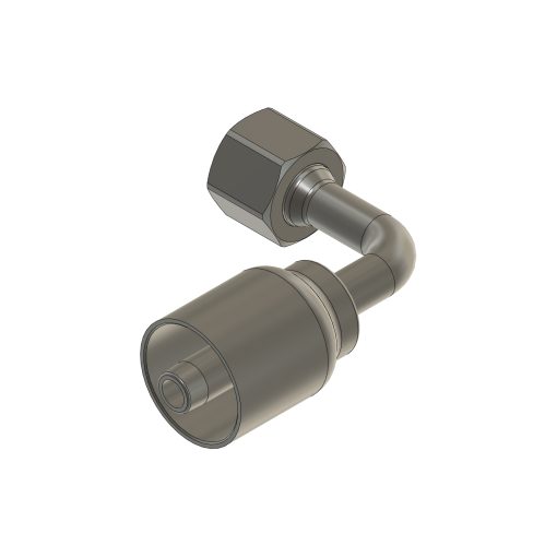 Crimp Fitting, 3/8" Hose x 90 Deg Medium Drop 3/8" ORFS Female - Image 2